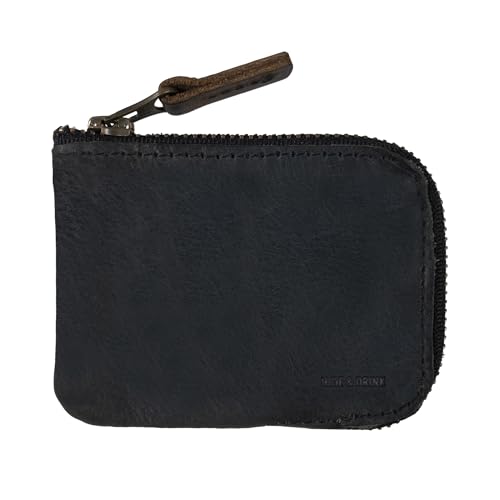 Hide & Drink, Full Grain Leather Zippered Card Wallet for Men and Women, Coin Pouch, Money Holder, Pocket Organizer, Handmade, Charcoal Black - color: Charcoal Black
