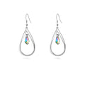 Rhodium Plate 925 Sterling Silver Hook Twist Leaf Holiday Hypoallergenic Dangle Earrings for Women Gifts Engagement Wedding with Austrian Daiamond Cut Waterdrop Crystal Hight Polished Long :1.9 IN - color: Dark color