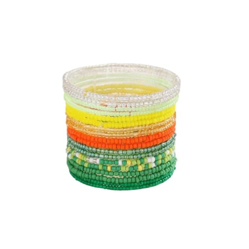 Fuqimanman2020 18Pcs Boho Stackable Beaded Bracelets for Women Colorful Handmade Multilayered Rice Beads Anklets Set Summer Beach Bohemian Jewelry Gift - color: Style 1 Green