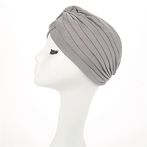 beauty YFJH Women's Cotton Turban Head Wrap Cancer Chemo Beanies Cap Headwear Cap Bonnet Hair Loss Hat - color: Black/Gray/Wine/Navy