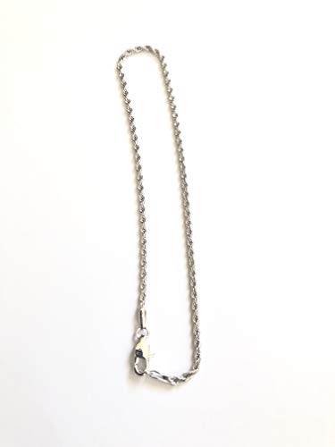 14k Fine White Gold Rope Chain Anklets for Women Men Teens and Kids Strong plated Durable Foot Jewelry Beach Party Work Cute Ankle Bracelet 9 10 and 11 inches