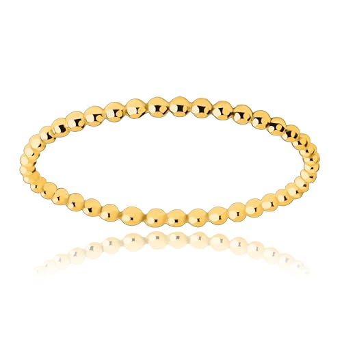 Melanie Golden Jewelry Dot Stacking Ring | Silver, Gold, or Rose Gold | Dotted Beaded Stackable Ring Band | Skinny Thin Bands Midi Ring Thumb Ring | USA Sizes 2-12 - color: 14K Gold Fill