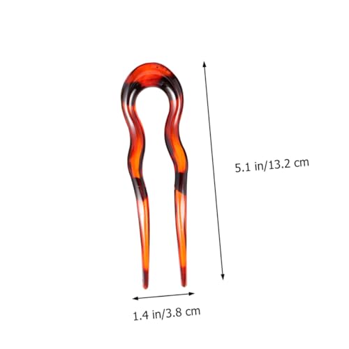 VOSAREA 3 Pcs U-shape Leopard Print Resin Hair Pins Hair Forks Double Prongs for Women Wedding Updo and Daily Styling