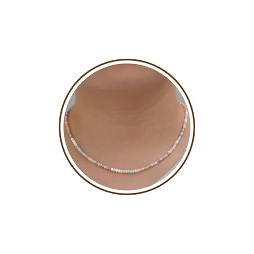 JSJOY Tiny Crystal Beaded Choker Necklaces for Women Colorful Beaded Necklace Dainty Choker Necklaces Simple Boho Jewelry Gifts for Teens Handmade Shining Bead Necklaces Gifts - color: Beige