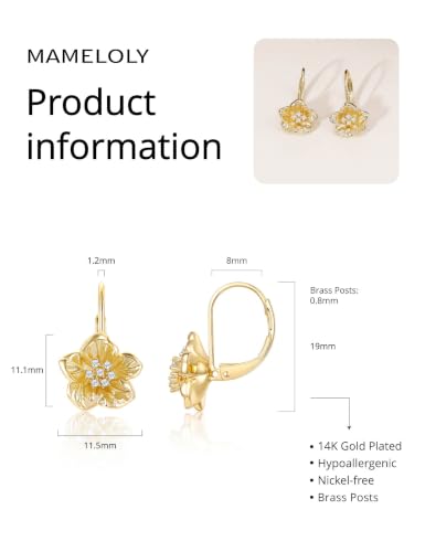 Mameloly Flower Earrings for Women Dainty 14K Gold Plated White Freshwater Pearl Stud Earrings Hypoallergenic - color: CZ Flower