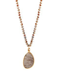 MINACHI Handmade Agate Pebble Pendant with Crystal Beads, Random Stone Shape, Vintage Women's Jewelry - style: Necklace R17-057
