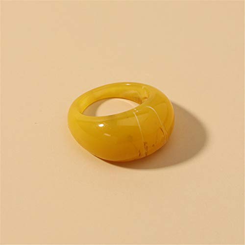Set Resin Colorful Wide Thick Dome Knuckle Finger Stackable Joint Ring Retro Acrylic Transparent Vintage Jewelry Party Elegant Handmade Gift Diameter 18mm Stylish Bold - color: light yellow