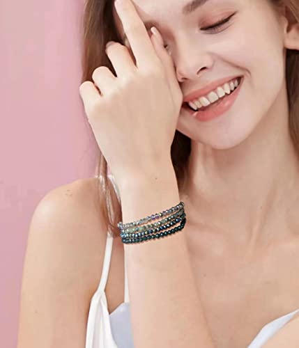 Noessla Beaded Boho Stretch Bracelet Colorful Stackable Crystal Beads Bracelets Trendy Costume Jewelry Mothers Day Gifts for Women - color: Green