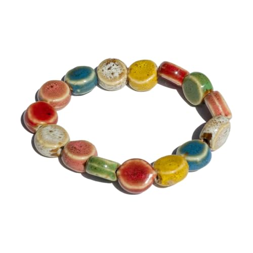 Handmade Green Boho Bracelets for Women, Bohemian Ceramic Beads Bracelets for Friends, Trendy Porcelain Stone Beaded Bracelets for Sisters - color: Multi