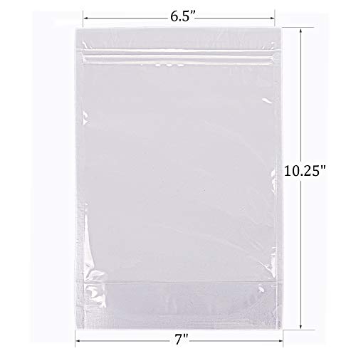 Kingrol 100 Ct 7 x 10.25 Inch Clear Stand Up Food Pouch Bags with Resealable Lock Seal Zipper, Heat Sealable Packaging Bags for Food Storage
