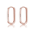 Reffeer 925 Sterling Silver U Hoop Earrings for Women Teens Minimalist Square Hoop Earrings U Huggie Earrings - color: C-Rose