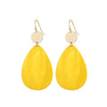 Elisheva Bohemian Lightweight Mother of Pearl Shell Drop Dangle Earrings for Women, Boho Chic Hippie Waterdrop Statement Jewelry Gift - color: yellow