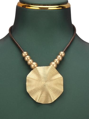 Boho Necklace for Women Adjustable Silicone Rope with Gold Beaded Pendant Chunky Handmade Vintage Jewelry - style: Bead Thread Necklace