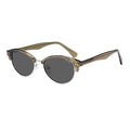 SOJOS Trendy Oval Polarized Sunglasses for Women Retro Cute Shades Sunnies SJ2687 - color: Green Frame Grey Lens