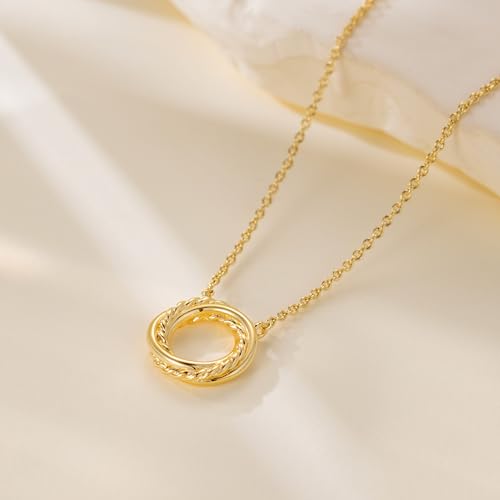 14K Gold Necklaces for Women Gold Pendant Necklaces for Women Knot Necklace Round Braided Pendant Blend of Style and Sophistication Dainty Circle Pendants for Womens Trendy