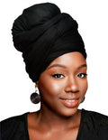 HOMELEX Head Wraps Turbans Stretch Jersey Knit Headwraps Wrap Turban Scarf Tie for Women - color: Bl-1