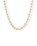 PAVOI 14K Gold Plated Chunky Chain Choker Necklaces for Women | Gold Statement Graduated Link Chain Necklace | Bold Oval Link Barbell Links Paperclip Chains