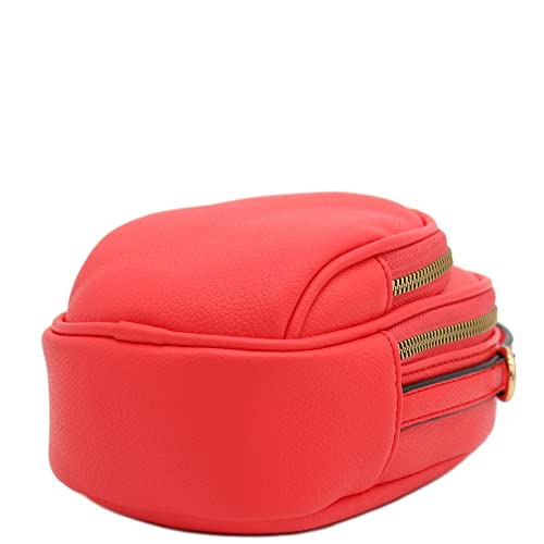 FashionPuzzle Two Compartment Mini Crossbody Bag | Two Compartment - color: Coral