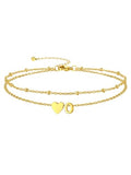 Silvora Ankle Bracelets for Women Waterproof 14K Gold/Silver/Black Initial Anklet for Women Dainty Layered Heart Ankle Bracelets Stainless Steel Adjustable Foot Chain Anklet Summer Beach Jewelry - color: O-Gold