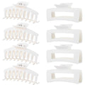 White Hair Clips for Women - 8 Pack 4.3 Inch Large Matte Banana Claw Clips for Women Thin Thick Curly Hair, Big Strong Hold jaw - color: White