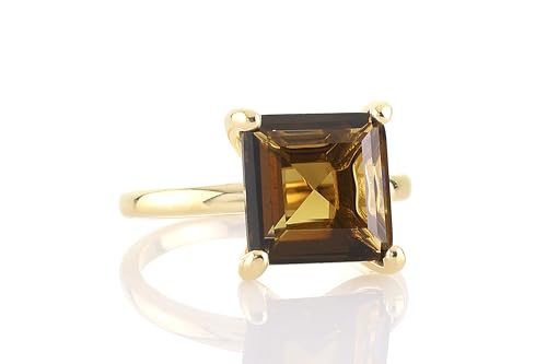 Vintage 14K Gold Rings for Women - Smoky Quartz or Brown Quartz - Proposal, Anniversary, Handmade Jewelry