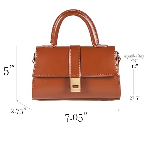 MOON CANTA Mini Crossbody Bag for Women – Small Faux Leather Shoulder Purse with Gold Lock, Elegant Design for Daily Use - color: Camel