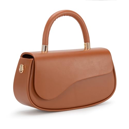 Milan Chiva Small Top Handle Purse for Women Elegant Crossbody Bag with Adjustable Strap for Evening Party & Daily Use - color: Brown