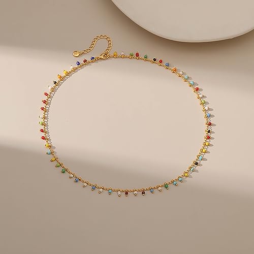 Beaded Choker Necklaces for Women 18k Gold Plated Dainty Gold Choker Necklaces for Women - style: boho choker