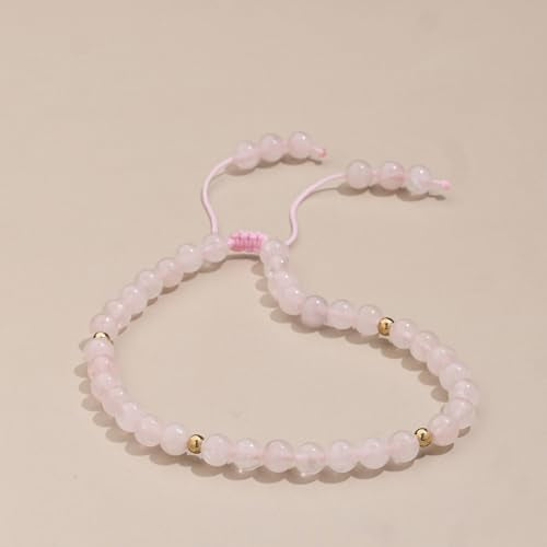 Softones 6mm Natural Stone Anklet for Women Gemstone Ankle Bracelets for Women Healing Energy Crystal Anklets Adjustable(8.5-10 Inches) - color: Rose Quartz