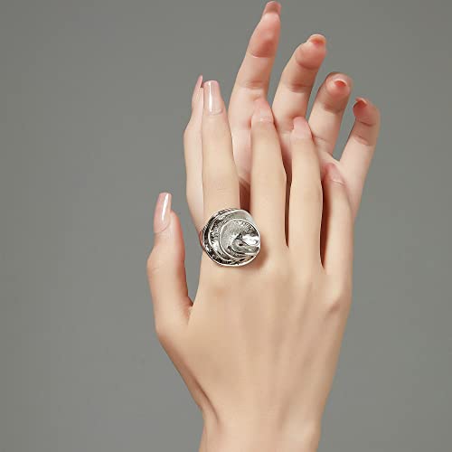 Mytys Cocktail Rings for Women Fashion 18K Gold Plated & Silver Flower Statement Ring Wedding Engagement Party Jewelry Gift - color: Silver