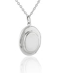 FashionJunkie4Life Sterling Silver Oval Locket Necklaces for Women, 18" Cable Chain - style: Double Layered