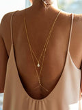 Gold Back Necklace for Backless Dress Back Jewelry Backdrop Necklace Back Chain Pearl Rhinestone Body Chain Jewelry for Women Sexy
