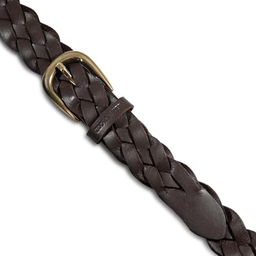 Eddie Bauer Women's Casual Leather Belts with Durable Metal Buckle - color: Thin Braided - Brown, size: Medium