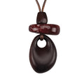 Kelake Leather Necklace for Women Men Teen Vinatge Boho Alloy Pendant Choker Jewelry Fashion Sweater Necklaces with Adjustable Genuine Leather Chain - color: Dark Brown Wood Layered Pendant