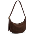 BOSTANTEN Purses for Women Crescent Crossbody Bag Vegan Leather Shoulder Hobo Handbag Adjustable Strap - color: Regular Suede Coffee