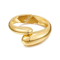 Chunky Gold Bracelet - Tear Drop & Cuff Bracelet - Polished Twisted Hinged Bangle - Wide Wrist Cuff - Irregular Twisted Bangles for Women - color: A gold