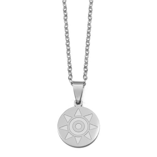Pintadera Canaria Spain Traditional Ethnic Symbols Pendant Necklaces For Woman Jewelry - color: Silver Color 4