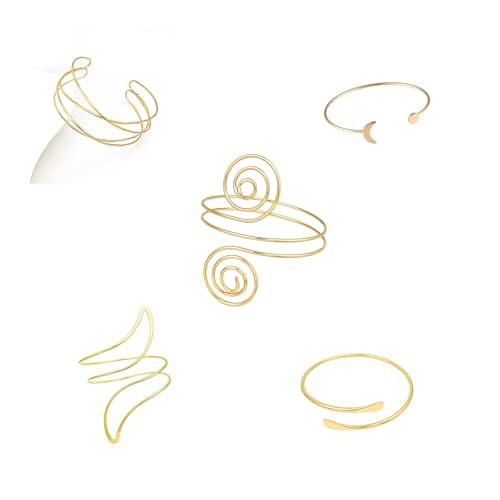 10Pcs Gold Arm Cuff Bracelets for Women, Adjustable Greek Goddess Egyptian Jewelry Set, Snake Arm Band Bangle, Costume Body Jewelry Accessories