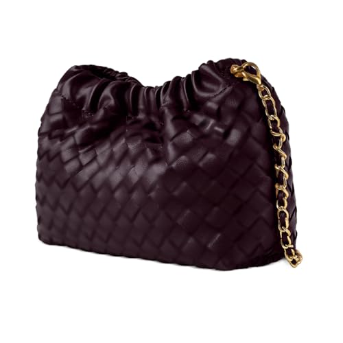 Joryin Woven Women's Crossbody Bag & Evening Purse, Trendy Dumpling Clutch & Hobo Cloud Shoulder Bag Trendy Dumpling Clutch - color: Woven Leather-dark Purpple