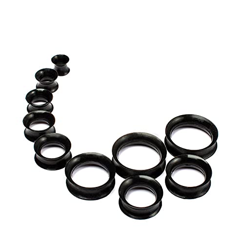 WBRWP 20/28pcs Ear Stretching kit Set: Hollow Hard/Soft Silicone Plugs and Tunnels Ear Expander Gauges Stretcher Body Piercing Jewelry - style: 20pcs Thin/Black