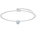 ChicSilver 925 Sterling Silver Anklets for Women, Simple Dainty Round/Heart Birthstone Ankle Bracelet Beach Foot Jewelry, 8.7-10.7 Inch Adjustable - color: 04. Heart - April(Diamond)