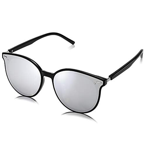 SOJOS Sunglasses Womens Trendy 2025 Classic Round Retro Vintage Shades Large Frame Sunnies SJ2067 - color: Dark Black
