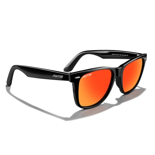 MERRY'S Classic Square Shape Polarized Sunglasses for Womens Mens Retro Designer UV400 Sun Glasses S6140 - color: Black Frame/Red Mirror Lens