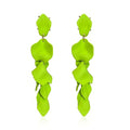 Long Acrylic Rose Petal Earrings Dangle Exaggerated Flower Earrings Drop Statement Floral Tassel Earrings for Women - color: Neon Green