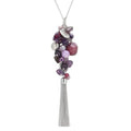 Noessla Boho Long Pendant Necklaces for Women Silver Tassel Long Necklace Sweater Chain Mothers Day Gifts Silver Costume Jewelry for Women - color: Purple