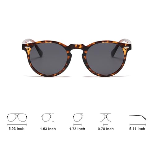 Ridering Kids Polarized Round Sunglasses,Cute Retro Sun Glasses for Toddler Girls Boys Party Beach Shades Age 3-9 - color: Black+c4 Tea Leopard+c6 Leopard