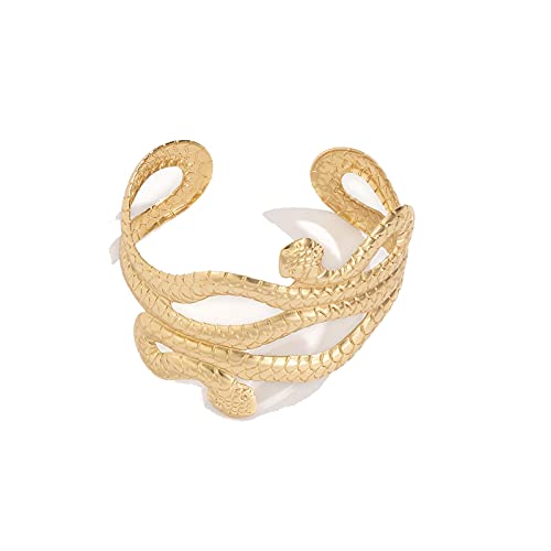 Caiyao Punk Exaggerated Viper Animal Serpent Swirl Snake Bangle Bracelet Gothic Open Adjustable Upper Arm Cuff Armlet Armband Bracelets for Women Men Bar Party Halloween Decoration Jewelry