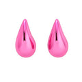 14K Gold Clip On Earrings Women,Teardrop Chunky Detachable Hoop Clip-On Earrings for Non Pierced Ears Hypoallergenic Lightweight Earring Clips - color: Golden Pink