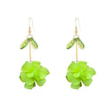 Resin Flower Cluster Ball Dangle Drop Earrings for Women Spring Summer Bohemian Floral Petal with Green Leaf Earrings Vacation Party Jewelry - color: Neon Green
