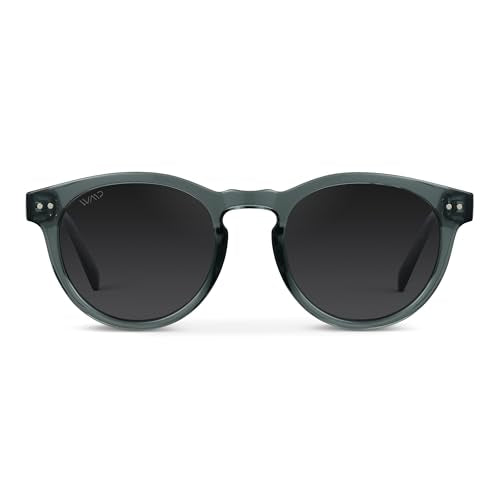 WearMe Pro Round Polarized Sunglasses for Women - Retro Classic UV400 Protection for Driving & Everyday Wear - color: Crystal Blue Frame / Smoke Lens